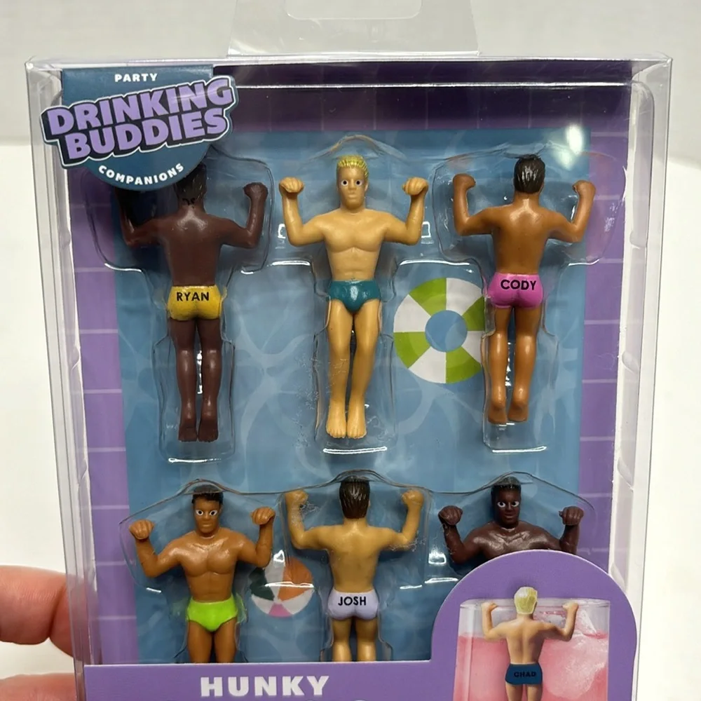 Hunky Buddies | Hunky Men Drink Markers | Drink Buddies | Party Gay Pride NWT